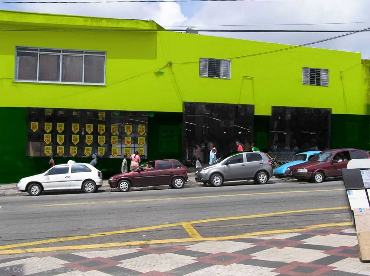 Fachada antiga do Supermercado Club de Campo em 1974