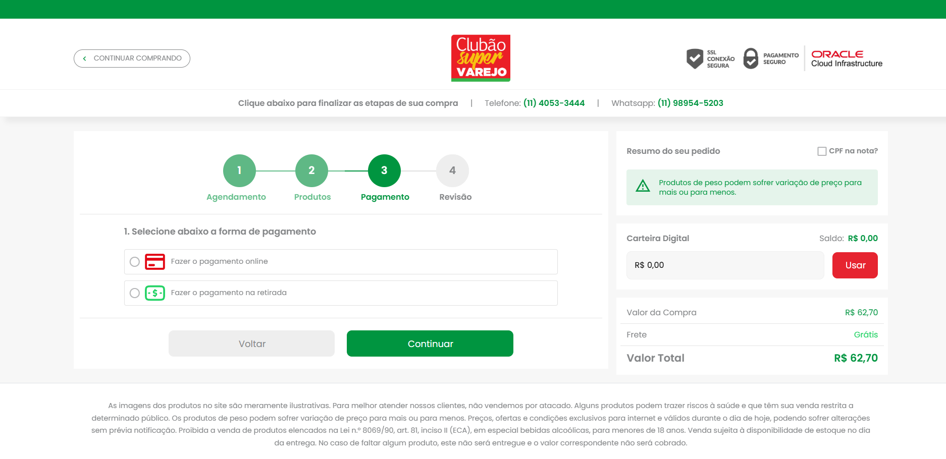 Passo 4: Seleção de Forma de Pagamento